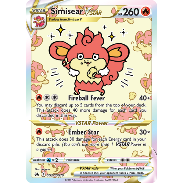 Pokemon Simisear VSTAR (GG37) Near Mint Holofoil