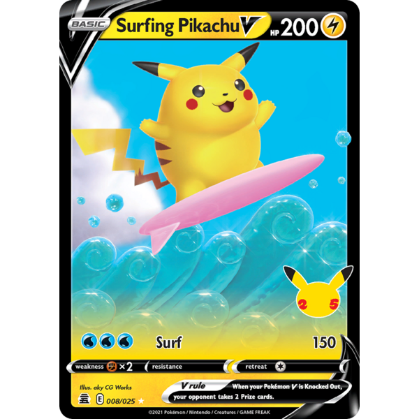 Pokemon Surfing Pikachu V (008) Lightly Played Holofoil