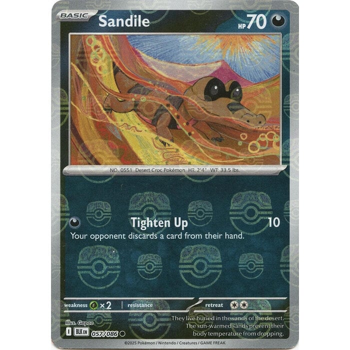 Pokemon Sandile (Master Ball Pattern) (057) Lightly Played Holofoil