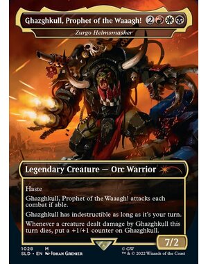 Magic: The Gathering Ghazghkull, Prophet of the Waaagh! - Zurgo Helmsmasher (Borderless) (1028) Lightly Played