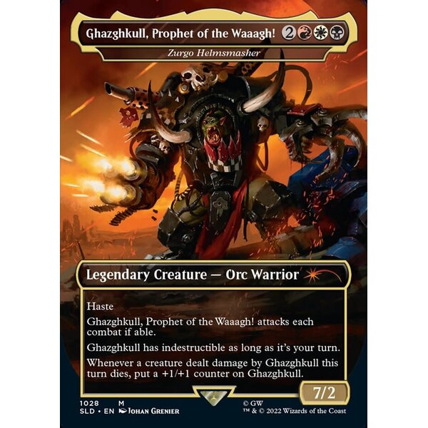 Magic: The Gathering Ghazghkull, Prophet of the Waaagh! - Zurgo Helmsmasher (Borderless) (1028) Lightly Played