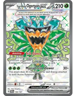 Pokemon Teal Mask Ogerpon ex (190) Lightly Played Holofoil