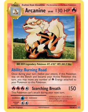 Pokemon Arcanine (018) Lightly Played Reverse Holofoil