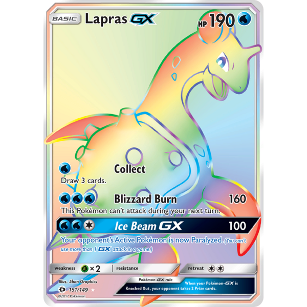 Pokemon Lapras GX (Secret) (151) Near Mint Holofoil