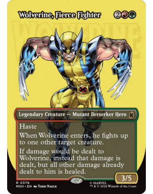 Magic: The Gathering Wolverine, Fierce Fighter (378) (Borderless) Lightly Played Foil