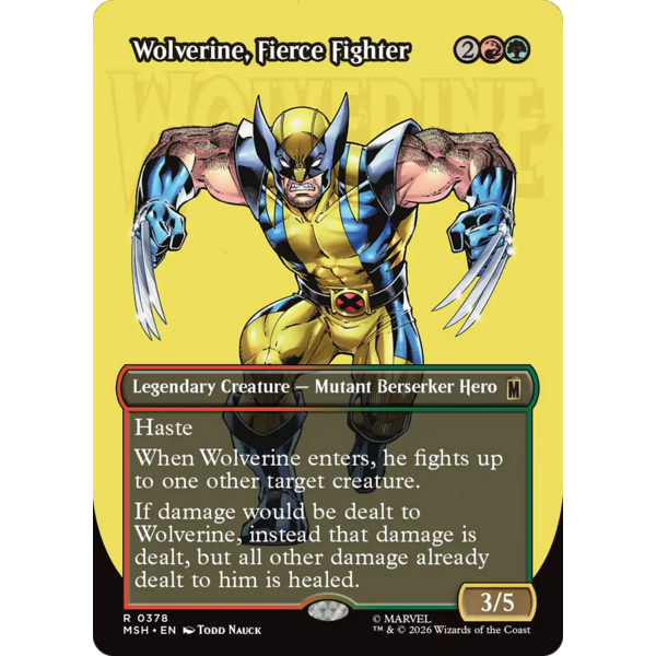 Magic: The Gathering Wolverine, Fierce Fighter (378) (Borderless) Lightly Played Foil