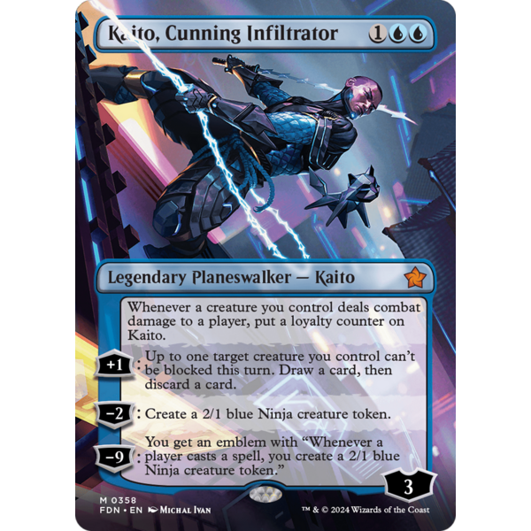 Magic: The Gathering Kaito, Cunning Infiltrator (Borderless) (358) Lightly Played