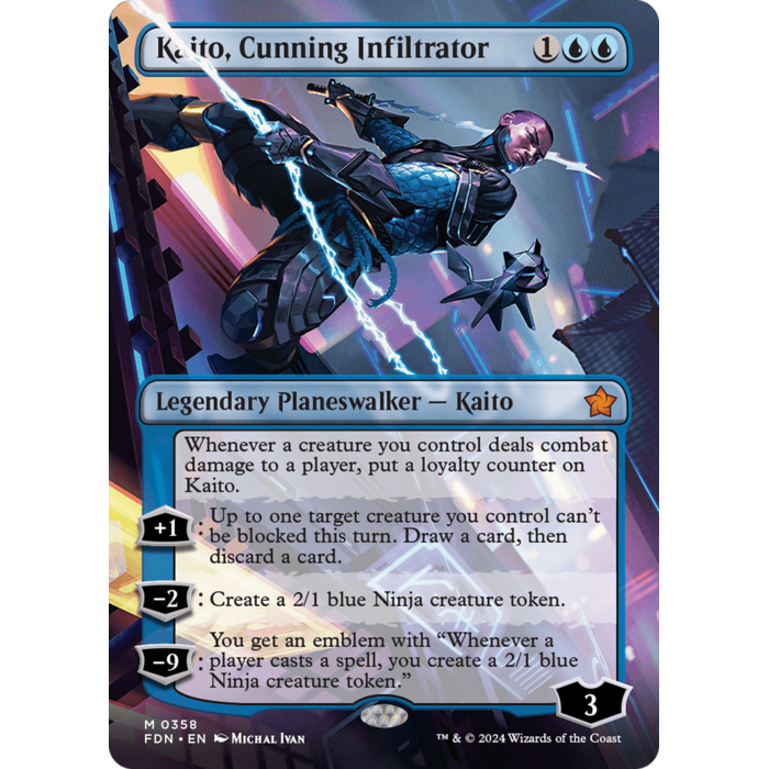 Magic: The Gathering Kaito, Cunning Infiltrator (Borderless) (358) Lightly Played