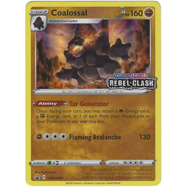 Pokemon Coalossal (Prerelease) (SWSH024) Near Mint Holofoil