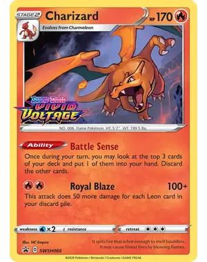 Pokemon Charizard (Prerelease) (SWSH066) Lightly Played Holofoil