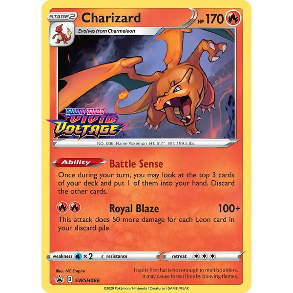 Pokemon Charizard (Prerelease) (SWSH066) Lightly Played Holofoil