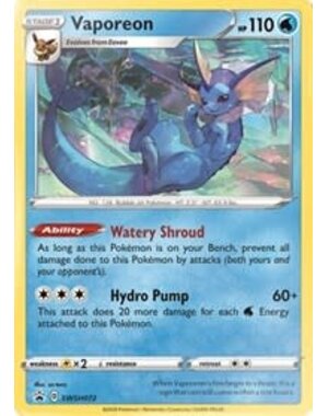Pokemon Vaporeon (SWSH072) Lightly Played Holofoil