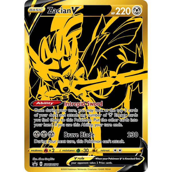 Pokemon Zacian V (SWSH076) Lightly Played Holofoil