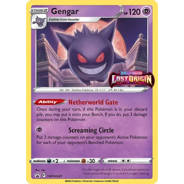 Pokemon Gengar (Prerelease) (SWSH241) Lightly Played Holofoil