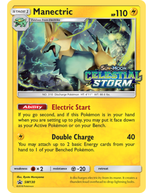 Pokemon Manectric (Prerelease) (SM130) Lightly Played Holofoil