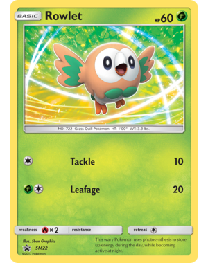 Pokemon Rowlet (SM22) Lightly Played Holofoil