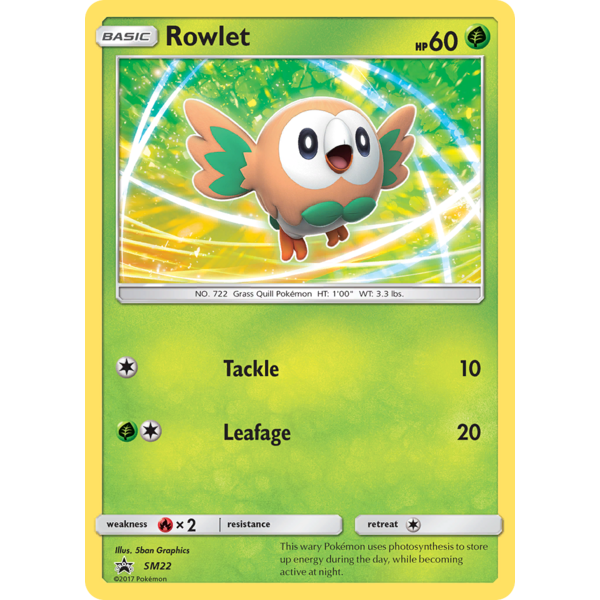 Pokemon Rowlet (SM22) Lightly Played Holofoil