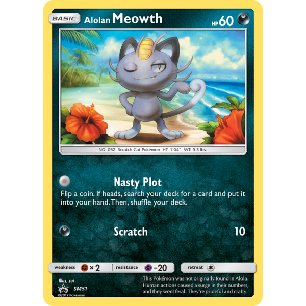 Pokemon Alolan Meowth (SM51) Lightly Played Holofoil