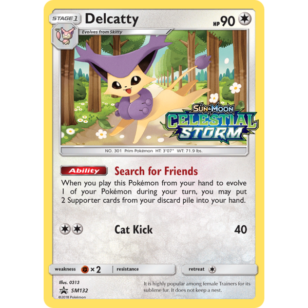 Pokemon Delcatty (Prerelease) (SM132) Lightly Played Holofoil