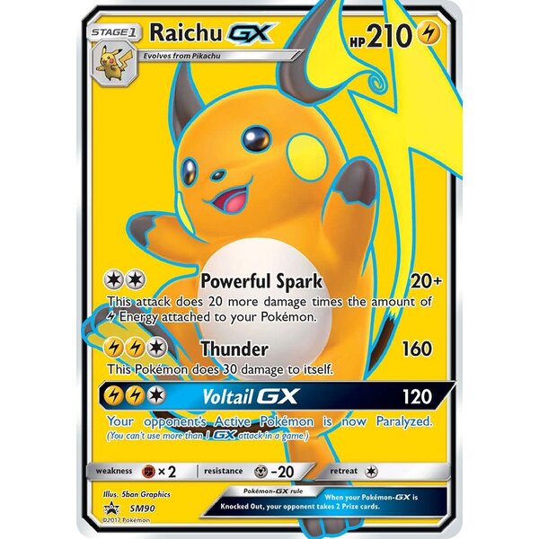 Pokemon Raichu GX (SM90) Damaged Holofoil