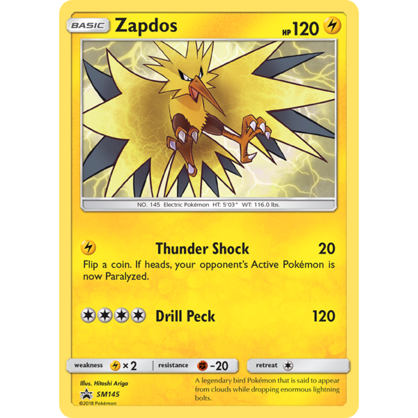 Pokemon Zapdos (SM145) Damaged Holofoil