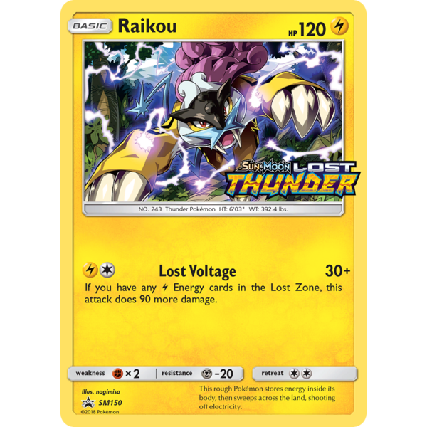 Pokemon Raikou (Prerelease) (SM150) Lightly Played Holofoil