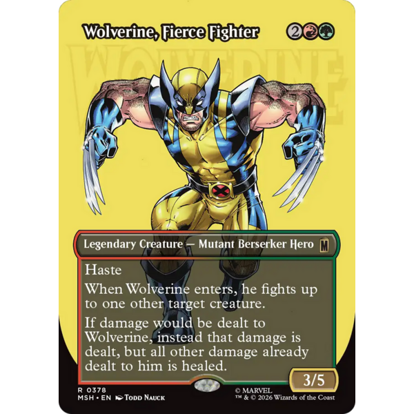 Magic: The Gathering Wolverine, Fierce Fighter (378) (Borderless) Lightly Played