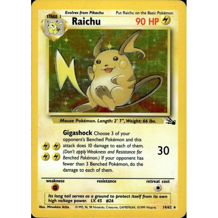 Pokemon Raichu (014) UNL Moderately Played Holofoil