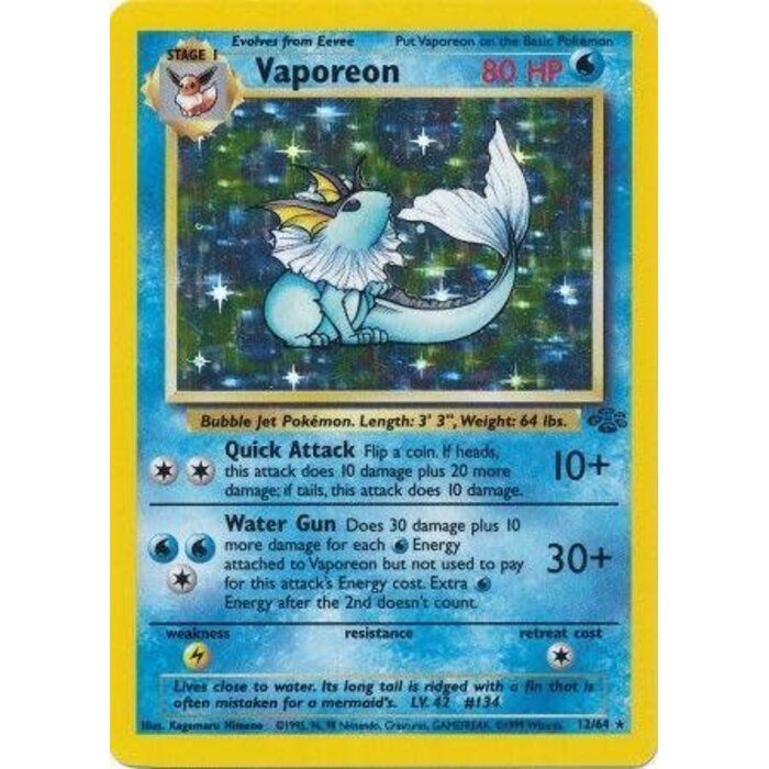 Pokemon Vaporeon (012) UNL Lightly Played Holofoil