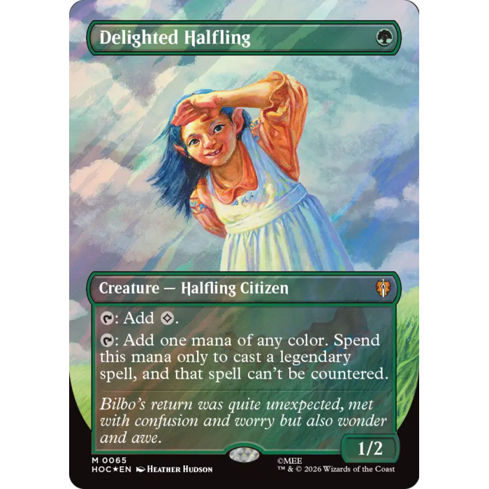 Magic: The Gathering Delighted Halfling (Borderless) (Surge Foil) (065) Near Mint Foil