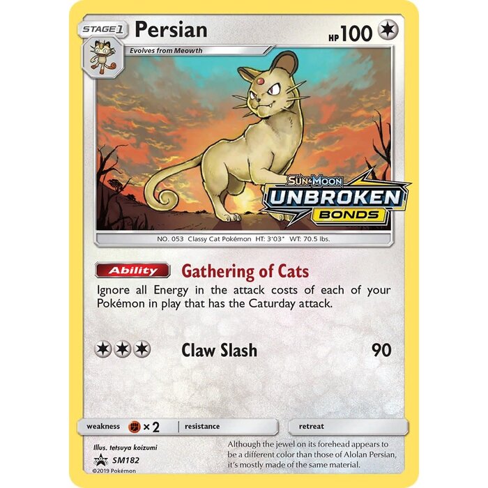 Pokemon Persian (Prerelease) (SM182) Lightly Played Holofoil