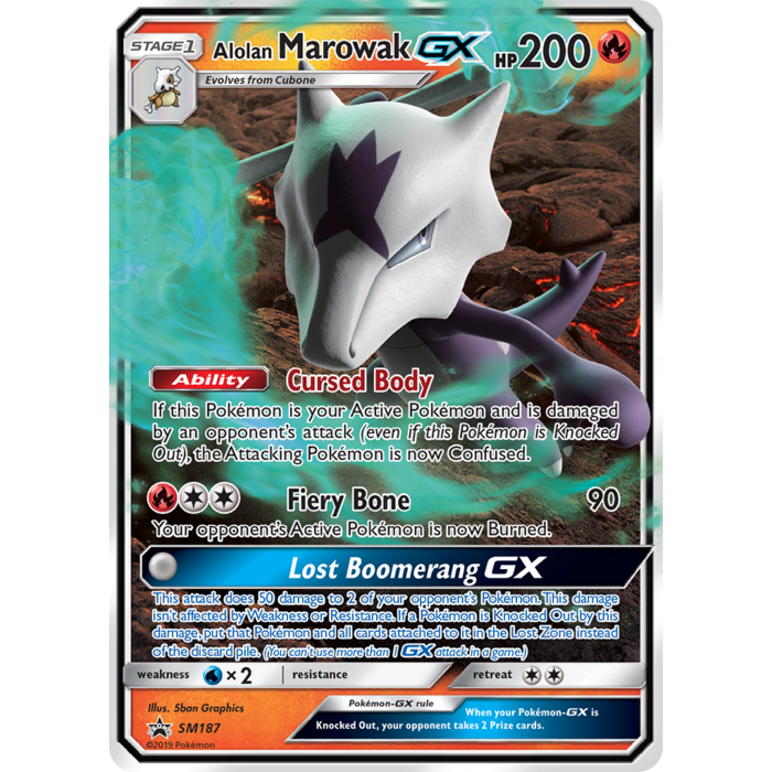 Pokemon Alolan Marowak GX (SM187) Lightly Played Holofoil