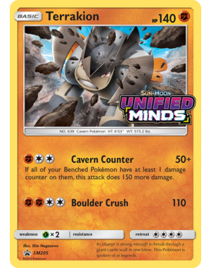 Pokemon Terrakion (Prerelease) (SM205) Lightly Played Holofoil