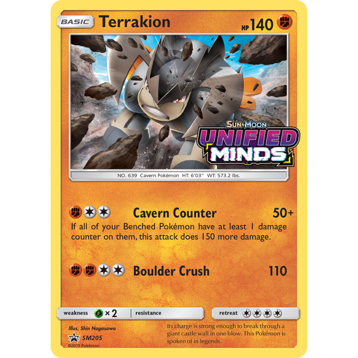 Pokemon Terrakion (Prerelease) (SM205) Lightly Played Holofoil