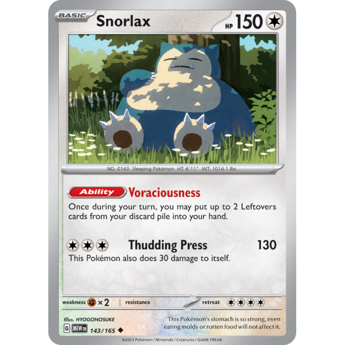 Pokemon Snorlax (143) Lightly Played Reverse Holofoil