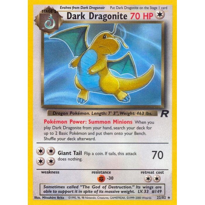 Pokemon Dark Dragonite (022) UNL Lightly Played