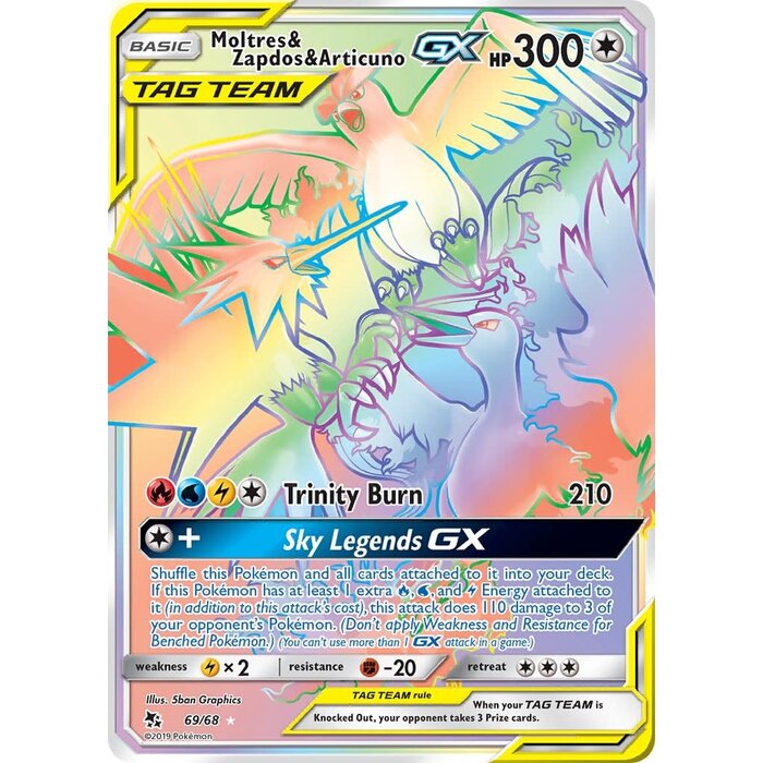 Pokemon Moltres & Zapdos & Articuno GX (Secret) (069) Near Mint Holofoil