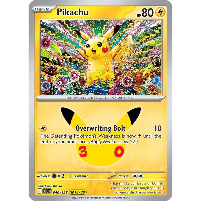 Pokemon Pikachu (040) Near Mint Holofoil