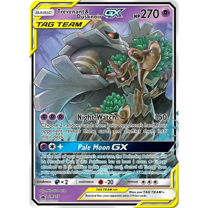 Pokemon Trevenant & Dusknoir GX (SM217) Lightly Played Holofoil