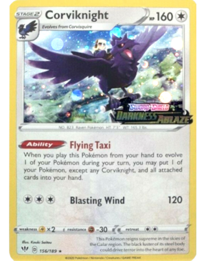 Pokemon Corviknight (Darkness Ablaze Stamped) (156) Near Mint Holofoil