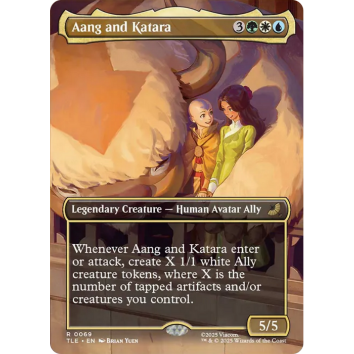 Magic: The Gathering Aang and Katara (Borderless) (069) Lightly Played Foil