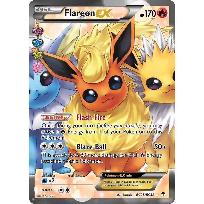 Pokemon Flareon EX (Full Art) (RC28) Damaged Holofoil