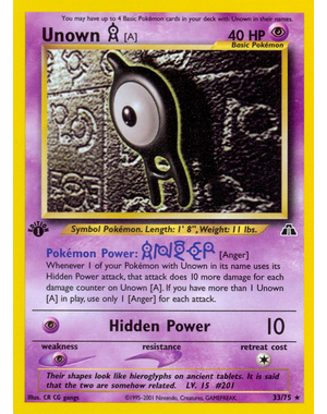Pokemon Unown [A] (014) 1st Lightly Played