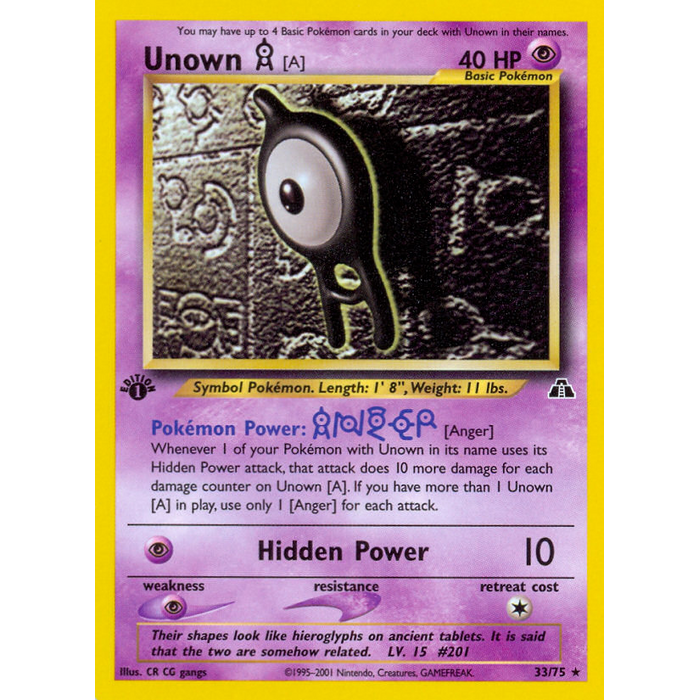 Pokemon Unown [A] (014) 1st Lightly Played