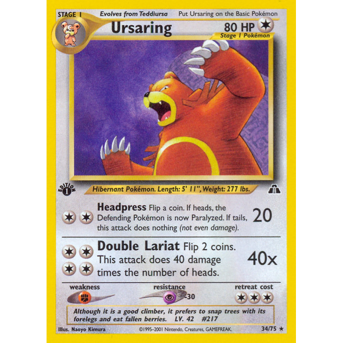 Pokemon Ursaring (034) 1st Lightly Played