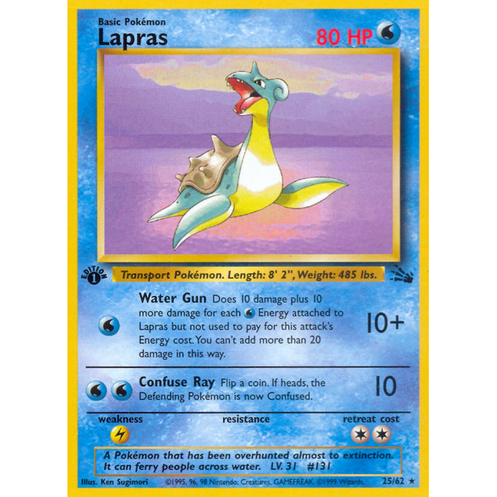 Pokemon Lapras (025) 1st Moderately Played