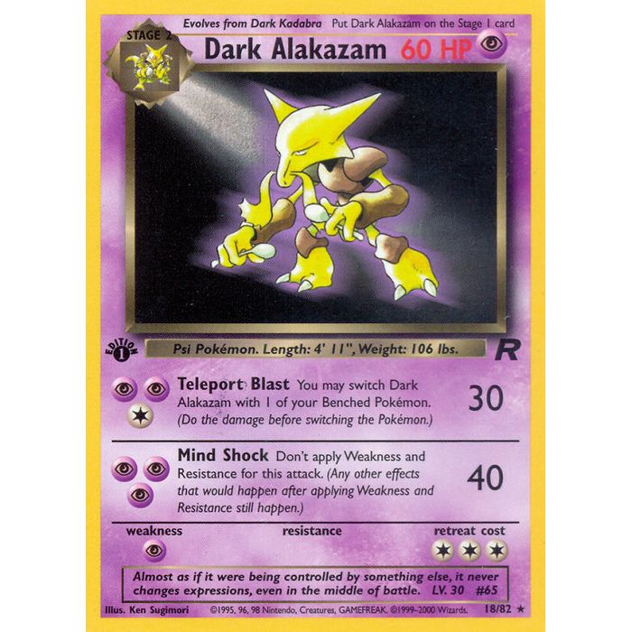 Pokemon Dark Alakazam (018) 1st Lightly Played