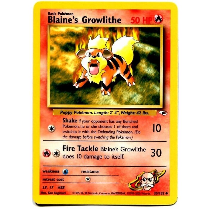 Pokemon Blaine's Growlithe (035) UNL Lightly Played