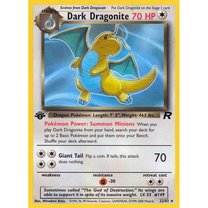 Pokemon Dark Dragonite (022) 1st Lightly Played