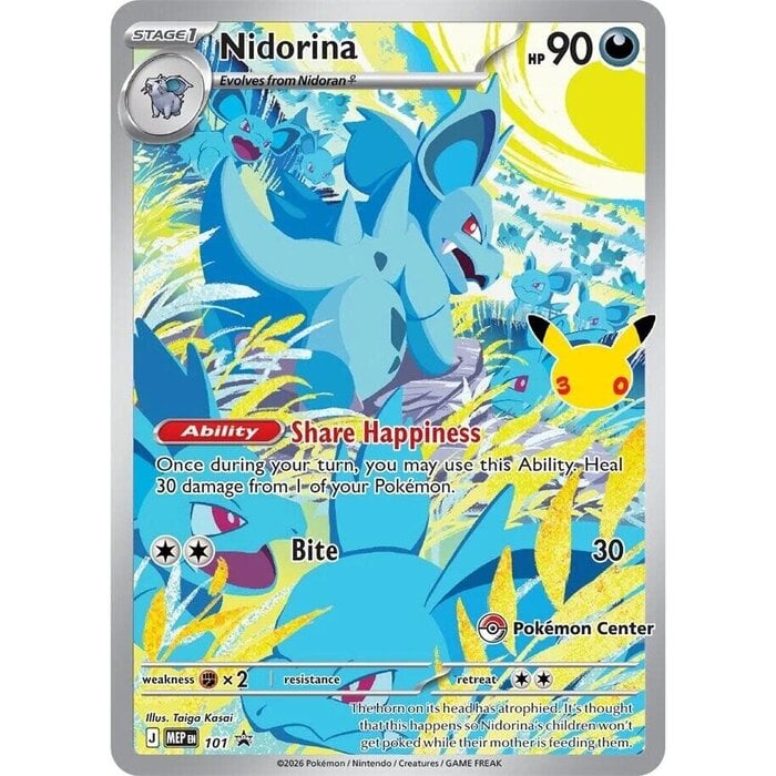 Pokemon Nidorina (30th Celebration) (Pokemon Center Exclusive) (101) Near Mint Holofoil